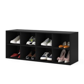 Giantex Shoe Bench 8 Cubes, 40" Entryway Bench with Storage, 8-Cubby Shoe Rack, Shoe Organizer Storage Cabinet for Entryway, Hallway, Mudroom, Living Room, Bedroom, Support up to 500 lbs, Black