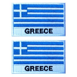 2 PCS AliPlus Greece Flag Patches Embroidered Tactical Military Morale Patch Applique Fastener Hook and Loop(Greece)