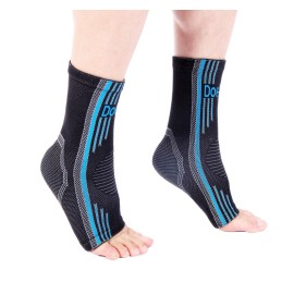 Doc Miller Ankle Compression Brace Sleeve Plantar Fasciitis Tendonitis Spur BLUE - XL