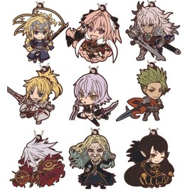 Bandai Fate/Apocrypha Jeanne Saber Assassin Rider Lancer Character Gacha Capsule Toy Rubber Mascot Ball Chain Set of 9pcs