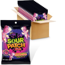 SOUR PATCH KIDS Glow Ups Strawberry-Watermelon Soft & Chewy Candy, 12-6.7 oz Bags