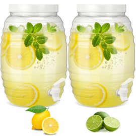 Honeydak 2 Pieces 2.7 Gallon Plastic Beverage Dispenser with Spigot Clear Extra Large Plastic Beverage Dispenser Summer Drink Holder with Tap for Party Lemonade Cold Water Beer
