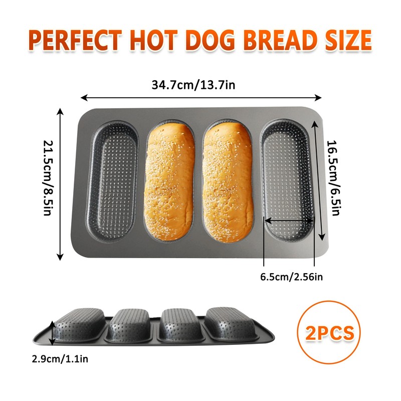 JSJMOFA Hot Dot Bun Pan, Perforated Carbon Steel Bread Loaf