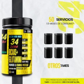 Aminoácidos Bcaas  Glutamina 1kg 34 Zero Moras                                                                                                        