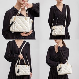 Cnoles Satchel Bag For Women Fashion Leather Handbags and Purses Shoulder Tote Crossbody Top Handle Bags White