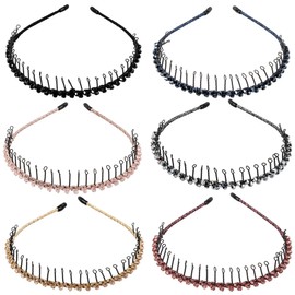 Framendino, 6 Pack Metal Head Bands Crystal Headband Teeth Comb Hairbands Teeth Hair Hoop Rhinestone Headband for Women Hair Accessories