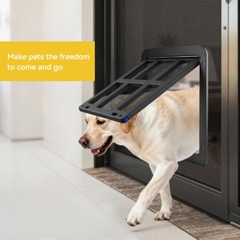 Enjoying Dog Door for Screen Doors, Passage Opening 11.2" x 14.4", Access Freely, Magnetic Swing Flap, Large Pet Door for Sliding Screen Doors, Lockable, Black