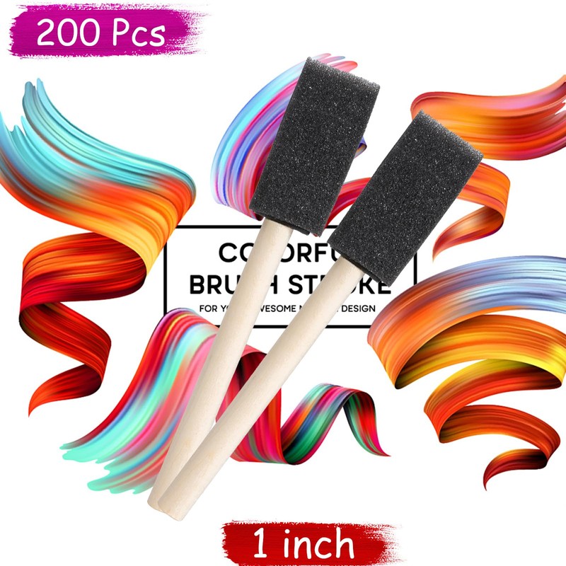 200 Pcs Foam Brush, 1” Foam Paint Brushes, Bulk Sponge