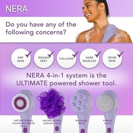 Spa Sciences Nera Cepillo Corporal Ducha Baño Exfoliación Limpieza Profunda Cuidado Pies Infusor Loción Masaje