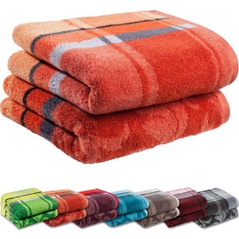 Erwin Müller Ludwigsburg Bath Towel Set of 2 – 100% Cotton – Terracotta Size 70 x 140 cm – Cuddly Soft, Absorbent, Voluminous – practical with Loops on Both Sides (Other Colours)