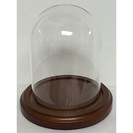 Glass Doll Dome with Walnut Base - 1.85" X 3.5"