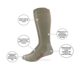 Wrangler Premier Collection Mens Western over the calf Merino Wool All Season Boot Socks 2 Pair (Tan, Men's Shoe Size 9-13 - Sock Size Large)