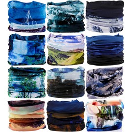VANCROWN Headwear Head Wrap Sport Headband Sweatband 220 Patterns Magic Scarf 12PCS & 6PCS 12 in 1 (12PCS.Ocean.1)