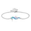 MONGAS Dolphin Anklet Sterling Silver Opal Wave Dolphin Link Anklet