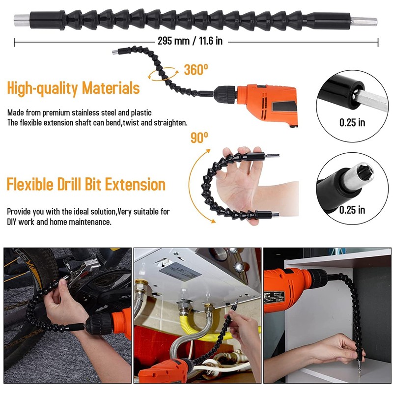 HUTHUHNHN Flexible Bit Holder Extension, Flexible Shaft Bits Drill Set