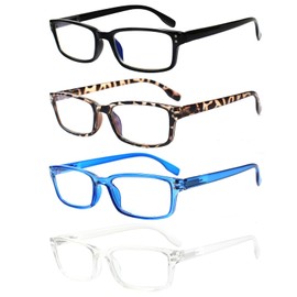 Kerecsen 4 Pack Reading Glasses for Women/Men Spring Hinges Readers Glasses Lightweight Eyeglasses (4 Pack Mix Color, 5.0, diopters)