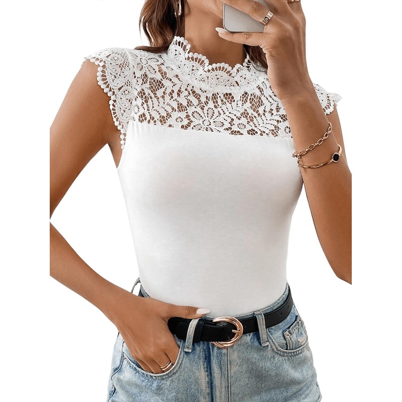 GORGLITTER Lace Body Bodysuit Women's Elegant Tops Summer Lace Body