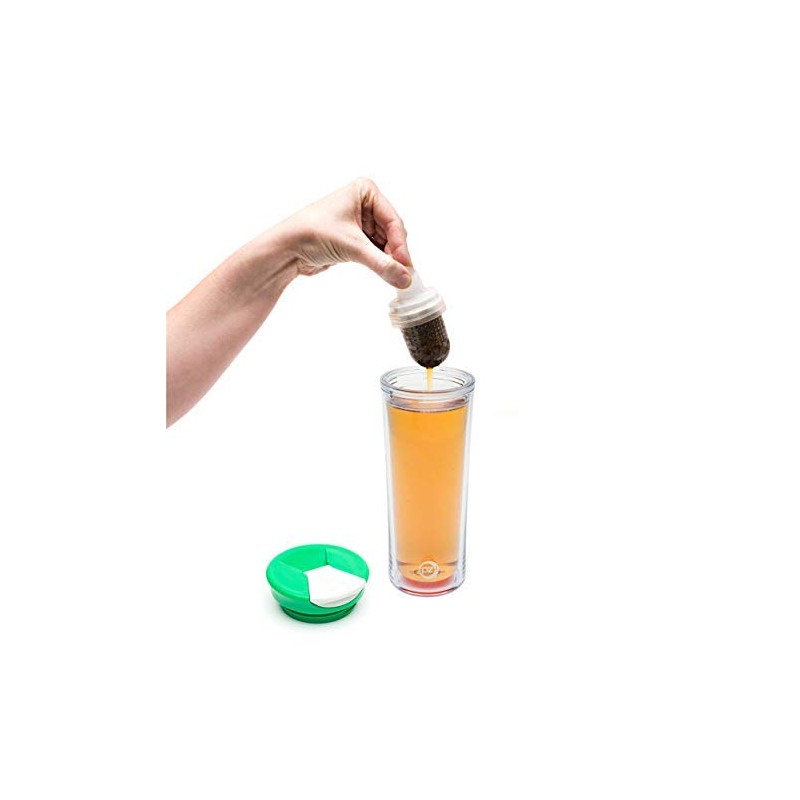 Zak! Designs Hayden Insulated Travel Tumbler for Tea, Emerald, 16.5-Ounces