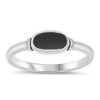 Women's Simple Simulated Black Onyx Unique Ring New .925 Sterling