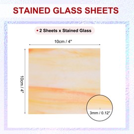 PATIKIL 4 x 4 Inch Transparent Stained Glass Sheets, 2 Sheets Art Mosaic Glass Variety Pack Tiles for Crafts Art Projects Supplies, Champagne