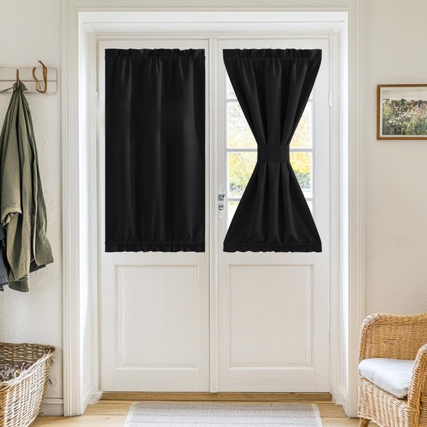 RYB HOME 100% Blackout French Door Curtain for Door Window