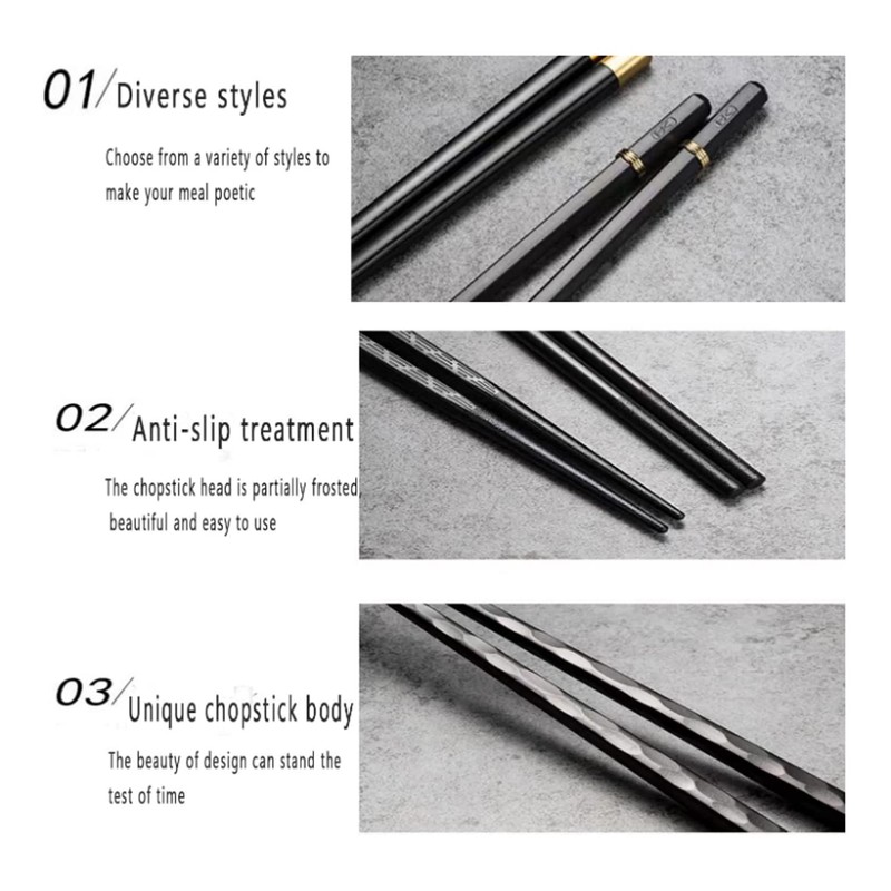 Chopsticks, 5 Pairs Premium Reusable Multicolour Chopsticks for Sushi Japanese