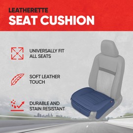 Motor Trend Seat Covers for Cars Trucks SUV, Faux Leather 2-Pack Blue Padded Car Seat Covers with Storage Pockets, Premium Interior Car Seat Cover