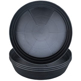 Plant Saucer 10 12 14 16 18 20 25 Inch Extra-Deep Plant Trays for Flower Pot, Heavy Drainage Tray for Indoors No Holes, 4 Pack of Plastic Plant saucers Water Catcher for Pots Base (10 Inch, Black)