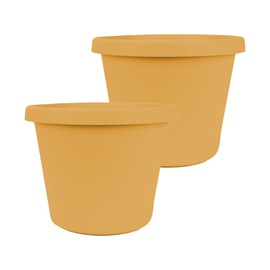 The HC Companies Prima Round Plastic Plant Pot w/Rolled Rim - Lightweight & UV Resistant Flower Pot for Herbs & More - Outdoor & Indoor Plant Pots w/Drainage (20 inch, Honey, Pack of 2)