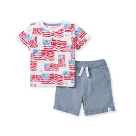 Burt's Bees Baby Baby Boys' Shirt and Pant Set, Top & Bottom Outfit Bundle, 100% Organic Cotton