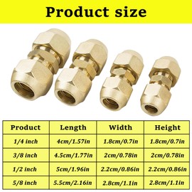 Begpoee Pack of 2 Air Conditioning Accessories Double Nipples for Copper Pipes, 3/8 Inch Copper Pipe Connector, Air Conditioning Copper Pipe Extension, with Nut, Brass Copper Pipe Extension for