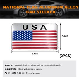 Gasedin 2 PCS American Flag 3D Decal, Aluminum Alloy USA Flag Car Bumper Sticker of Rectangle Map Shield Shape, USA Flag Patriotic Stars Stripe Stickers for Cars, Laptop, Window (B)