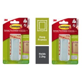UKDeals Direct® Command Sawtooth Metal Picture Hanger Sticky Nail & Stabilizer Strips Decorate Damage Free Large Universal Frame Hanger 2.2 kg Load (2 Pack Metal Sawtooth Hanger)