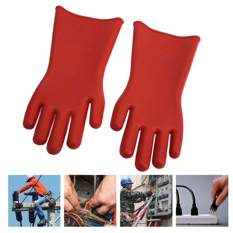Pair of Electrical Insulated Gloves Natural Rubber Anti Electricity 10000V