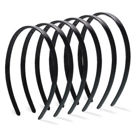 Quelcc Pack of 6 Hair Bands, Black Plastic Hair Band, Elastic Headband, Unisex Headband, Non-Slip Headband with Non-Slip Teeth, Hair Bands for Outdoor Sports Yoga