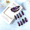 CJDLTS Purple Flame Press on Nails Medium Ballet Shaped Black