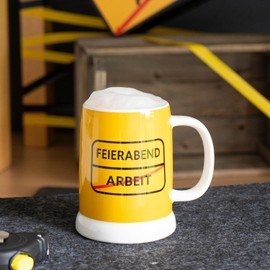 GRUSS & CO 48920 Jug with Motif Print "Feierabend" | Stoneware Jug 60 cl Coloured Printed with Saying | Funny Gift for Men