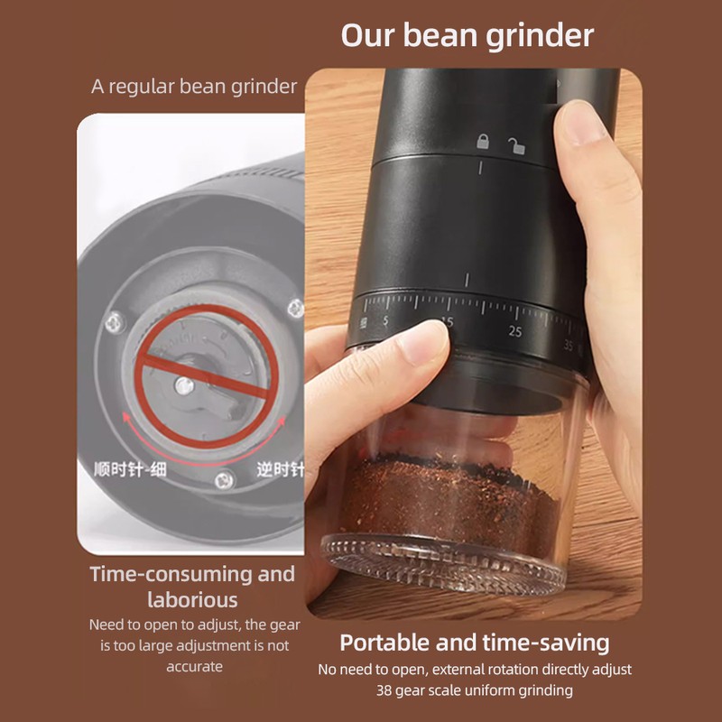 Portable Electric Burr Coffee Grinder Ceramic Blade Burr Grinder USB