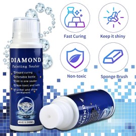 Faburo 120ml Diamond Painting Sealer Protectant Brightener, Diamond Art Painting Accessories Glue, Diamond Art Glue Sealer Supplies Clear Finish Permanent Hold & Shine Effect (4OZ)