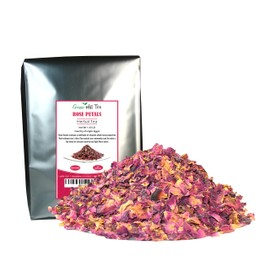 Greenhilltea Premium Dried Rose Petals Rose Tea - Edible Flowers for drinks, Baking, Desserts, Cocktails, Wedding Toss & Herbal Tea Infusions 1 LB