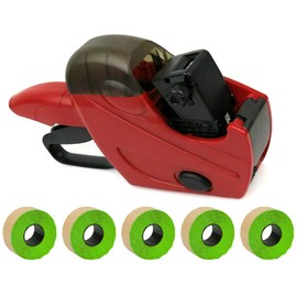 Price Gun Set | UNO C6 Labelling Device | Hand Label with 7,500 Labels in Bright Green Permanent | Robust and Durable | PB-Onlinehandel