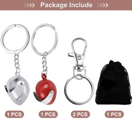 GENSMILE Motorcycle Helmet Keychain Gift for Men - 4 Pack Keychain Gift Ideas for Motorcyclists, Locomotive Accessories, Cool Gadget for Man and Woman Birthday, silver+red