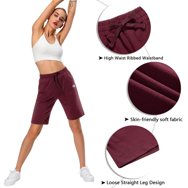 Ksmien Bermudas - Pantalones cortos largos de algodón de 10