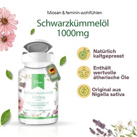 Black Cumin Oil 1000 mg – 400 Softgels – Cold Pressed – Original Nigella Sativa – 1000 mg Daily Dose – Made & Laboratory Test in Germany | Miosan Club - Exclusive Well-Being