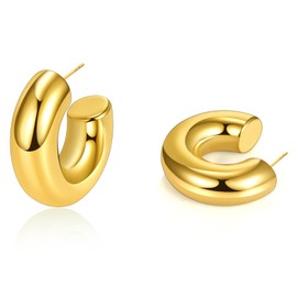 14k 18k Gold Plated Lightweight Huggie Stud Earrings Flash Lock Spike Heart Star Snake Sparkle, Stainless Steel