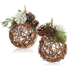 com-four® 2 x Hanging Baubles for Christmas Decoration - Christmas Tree Hanger for Winter Design - Handmade Room Decoration for Decorating - Hanging Decoration for Windows and Doors (Pack of 2 - Ball)