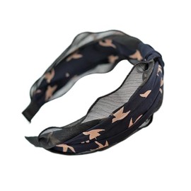 BEKYNI Women's Fashion Headbands - Vintage Ethnic Style Wide Knot Hair Accessories, Floral Fabric Headbands for Women (29-Deep Blue, One Size)