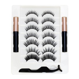 Pure Vie Magnetische Wimpern, Magnet Wimpern Magnetisch Lashes mit Eyeliner, Wiederverwendbare Selbstklebende Magnetic Eyelashes 3d Effekt Lashes Extensions Set Magnetwimpern für Mädchen Frauen