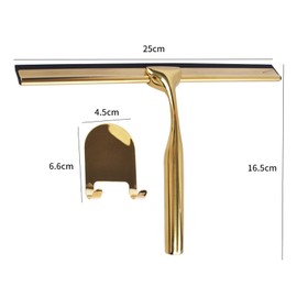 CHIHUOBANG Shower Squeegee Stainless Steel Glass Window Squeegees Non-Slip Blade Handle for Bathroom Door Mirror Car Glass with Hook Wiper Cleaner Glass Shower Squeegee Gold