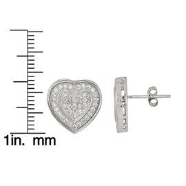 Sterling Silver Micorpave Heart Stud
